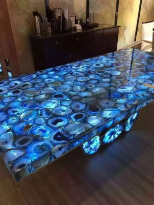 Chinese Transparent Natural Blue Agate Slab