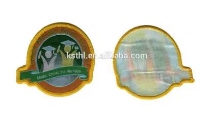 fashion style merrow border custom woven badge