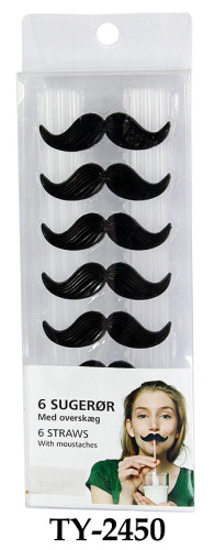 6 Straws with Moustaches