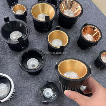 High Quality Tri-Color Sand Gold Aluminum LED Recessed Spot Indoor Lighting