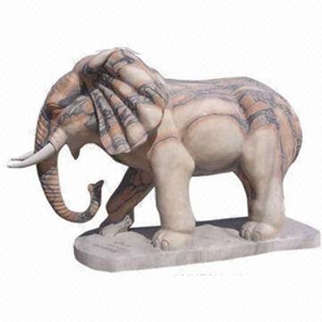 Hand-carved Marble Elephant Sculptures, OEM Orders are Accepted