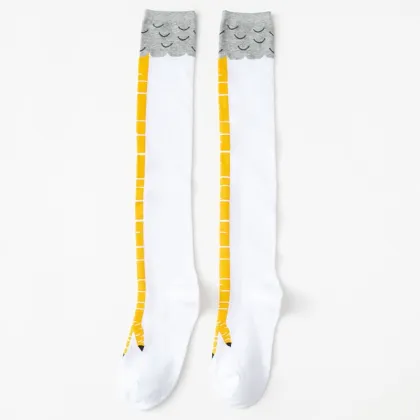 Ostrich Pattern Knee-Length Socks - Fun Chicken Claw Stockings for Autumn/Winter