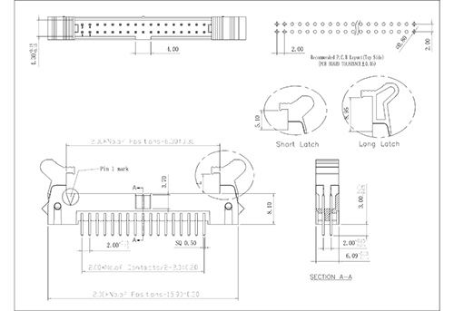 En-tête d&#39;éjecteur à double rangée de 2,00 mm Dip 180 °