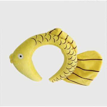 Diadema de plumas de pescado amarillo para la cara de lavado