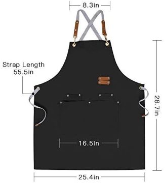 Canvas Custom Kitchen Work Apron: Cross-Back Design with Adjustable Straps and Large Pockets - Perfect for Men and Women