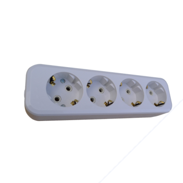 EU Standard 4-Way 2 Pin Extension Socket with Earth Switch Power Strip