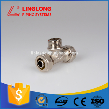 Pex-al-pex pipe fittings male brass reducing tee