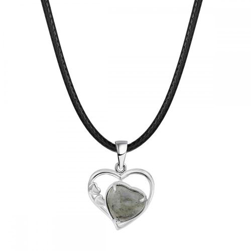 Labradorite Love Heart Birthstone Pendant Gemstone Necklaces for Women