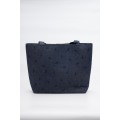 Yi-Stil Ormangülü İşlemeli Denim Tote Çanta