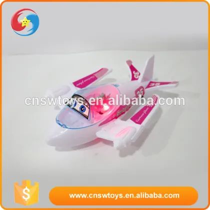 Children small plastic flying toy plane toy pull line plane with light