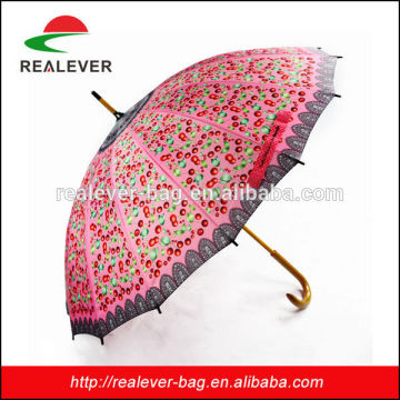 Wooden handle straight umbrella lady umbrellas