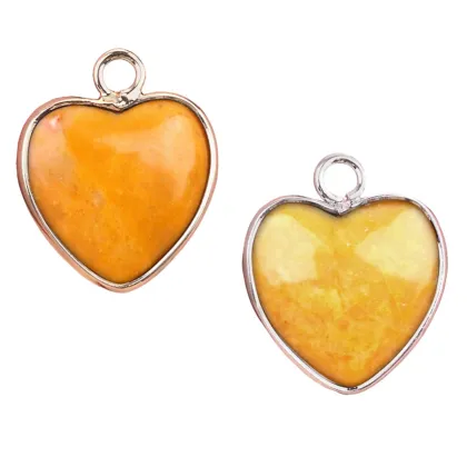 Yellow Jade Love Heart Charms Pendant for Making Jewelry