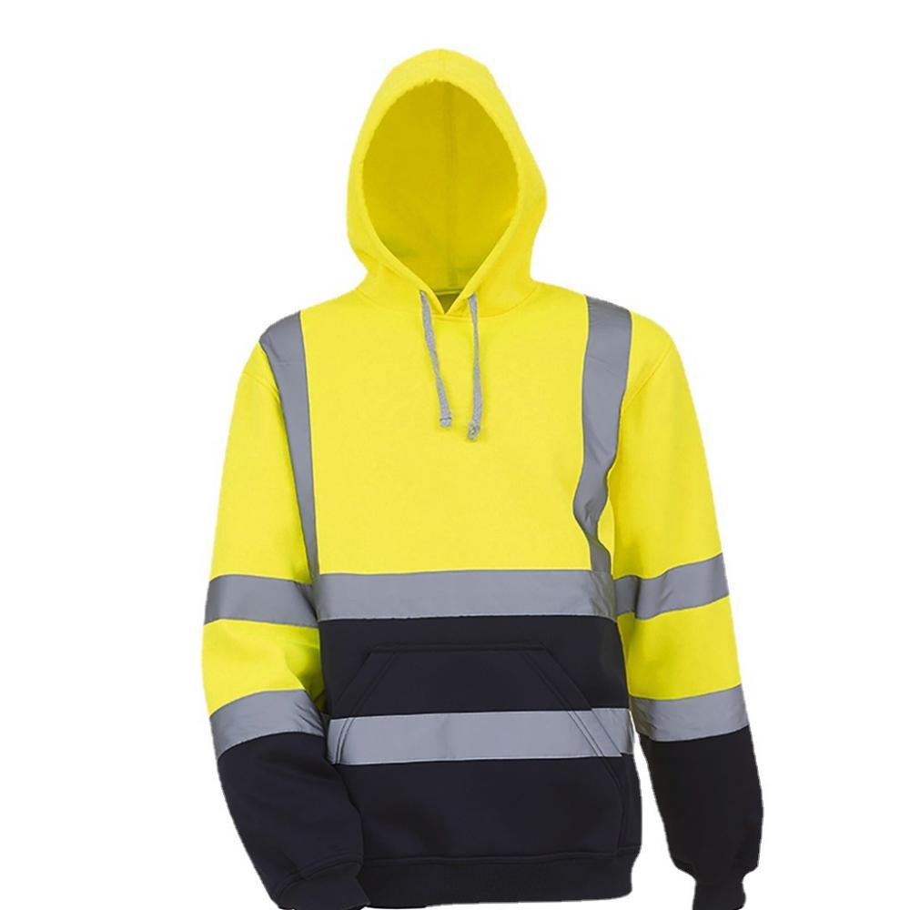 ANSI HI Vis pamuklu kapüşonlu yansıtıcı güvenlik sweatshirt