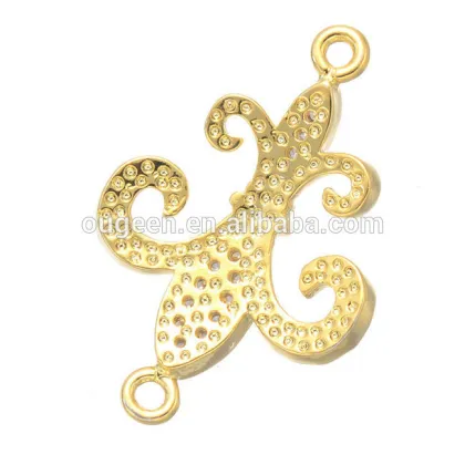 Loop Fleur De Lis Flower Platinum Color Jewelry Finding Micro Pave Zircon Connector
