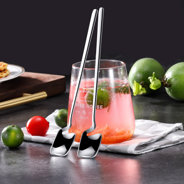 Metal Long Handle Silver Stainless Steel Coffee Spoon