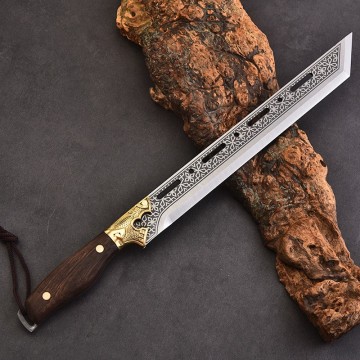Longquan Knife Cleaver - มีดกระดูกมืออาชีพกับรูปแบบดอกไม้ Shuibo