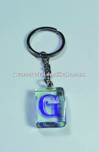 pure printed picture flash light crystal glass keychains for small sending gift(R-053