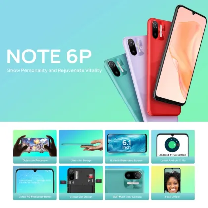 Factory Price Android 11 Face Recognition Ulefone Note 6P 32GB 6.1 Inch Mobile Phone