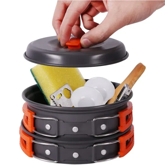 Aluminum Cookset for Outdoor Camping - Hiking Pot Cookware Set