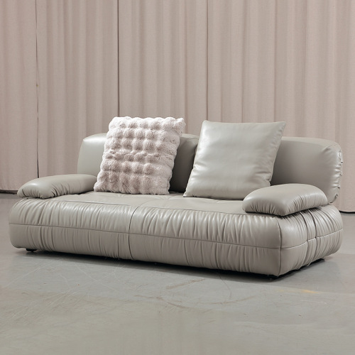 Sofa Kulit Kelabu Minimalis