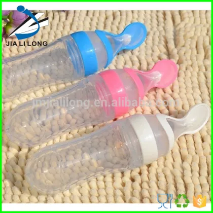 FDA rice paste bottle silicone baby feeding bottle with spoon