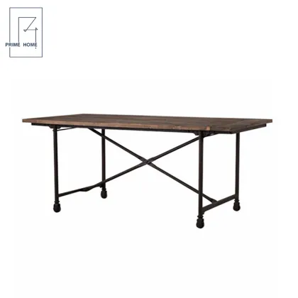 Wholesale Industrial Iron Frame Reclaimed Elm Dining Table