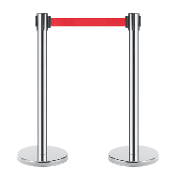 Penghalang tali pinggang keluli tahan karat dengan tiang stanchion untuk kawalan kerumunan lapangan terbang