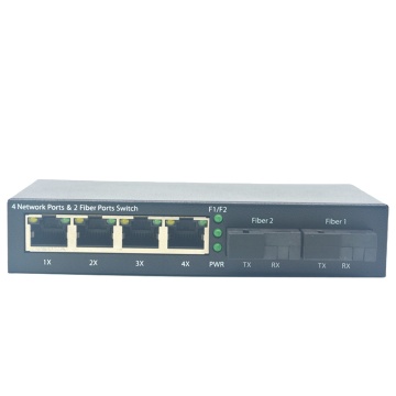 Factory OEM/ODM 4 Port 10/100/1000M POE Switch + 2 Port 1.25G Optical Fiber POE Switch
