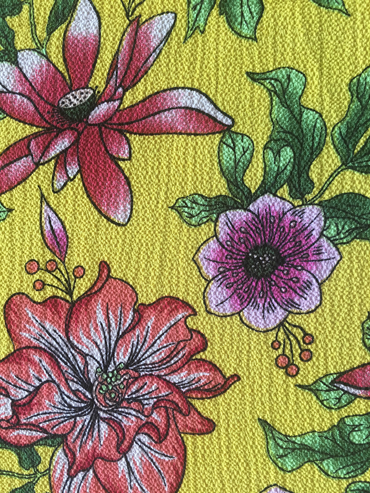 Flower Design Polyester Bubble Chiffon Printing Woven Fabric
