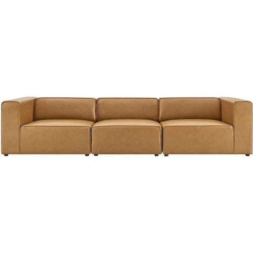 Tan Leather Sofa Pure Color Vegan Leather 3-Piece Sectional Leather Sofa Manufactory