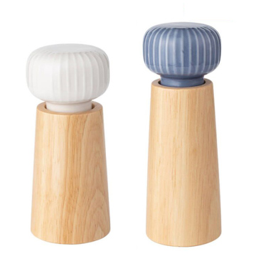 Wood Manual Pepper Grinder with Ceramic Top Adjustable Grinder for Salt and Spices