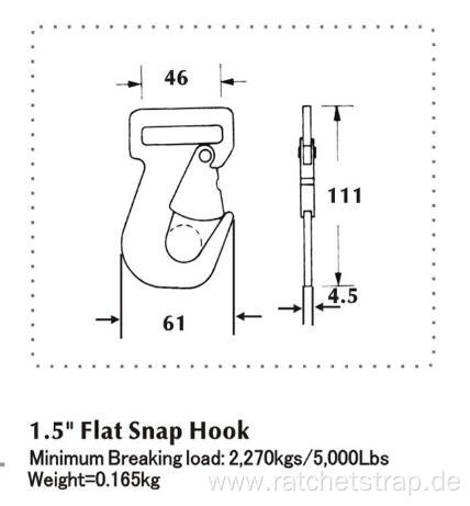 38mm Width Flat Snap Hook Breaking Force 2270KG