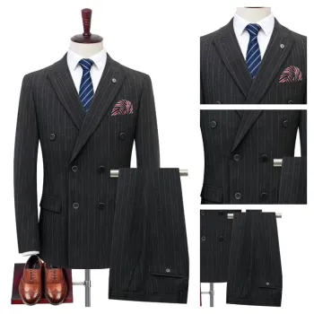 Dark Grey Striped Formal Suit for Corporate Success