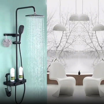 Luxury Black Rainfall Shower Faucet and Tap Set