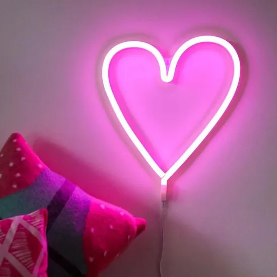 SHENPU Neon Heart Lights - LED Neon Light Decoration for Bedroom