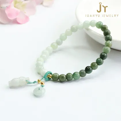 Handcrafted Natural Jade Bracelet: A Fashionable Gemstone Accessory Inspired by Myanmar Green Jade