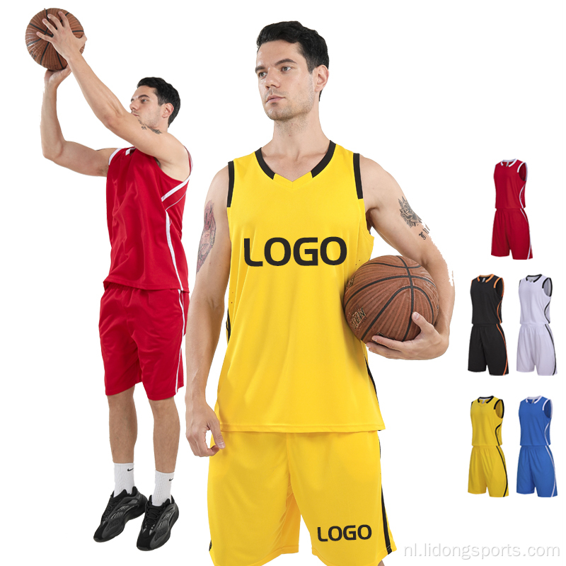 Goedkope basketbaluniform set ademende basketbalshirt