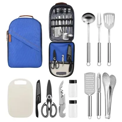 Portable Kitchen Utensil Grilling Travel Backpacking Outdoor Cookware Organizer Bag