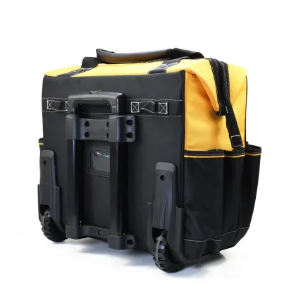 Rolling Tool Bag Yellow Black Large Capacity Trolley