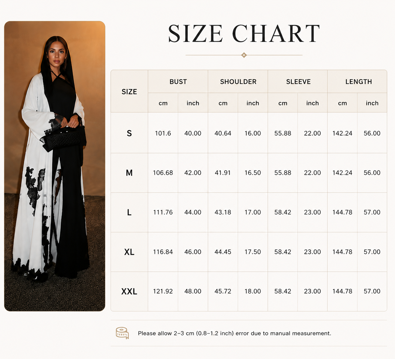 Black and White Khimar Abaya Set for Women Mo