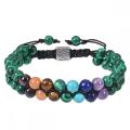 Stone naturelle 7 Chakra Guérison Bracelet Reiki Bracelet Amethyst 6 mm Perles rondes bracelet tissé à la main réglable