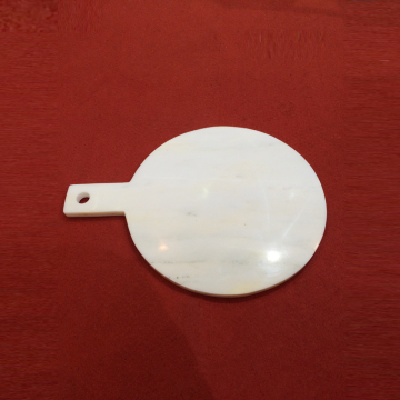 White Round Marble Pastry Board With Handle