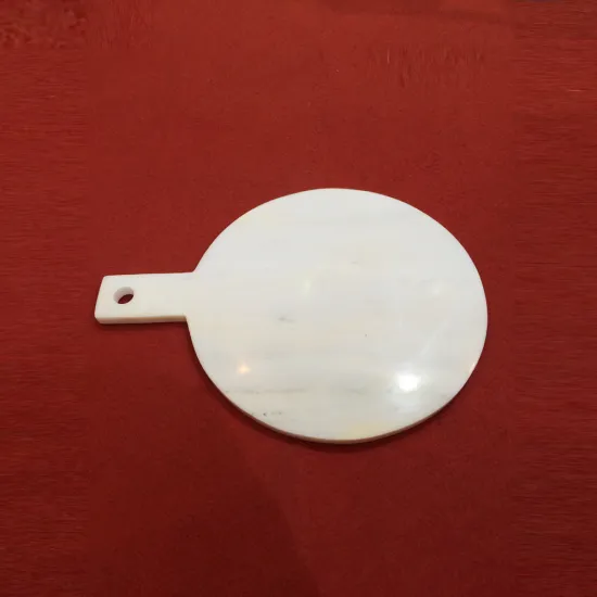 White Round Marble Pastry Board With Handle