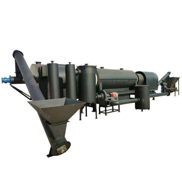 Hot Air Flow Continuous Rotary Biochar Pyrolysis Charring Furnace for Charcoal Production