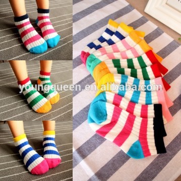 HW189 Children's socks wholesale cotton candy-color rainbow striped socks