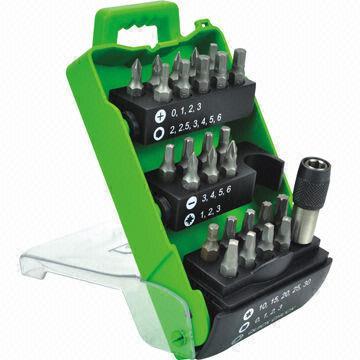 27-piece bit set, includes 1-piece quick chuck