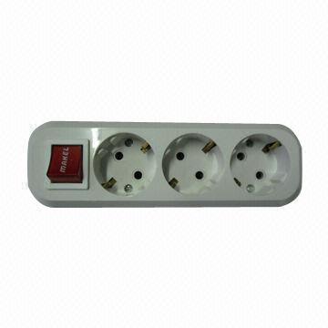 European-style Grounding Extension Socket, 3-way