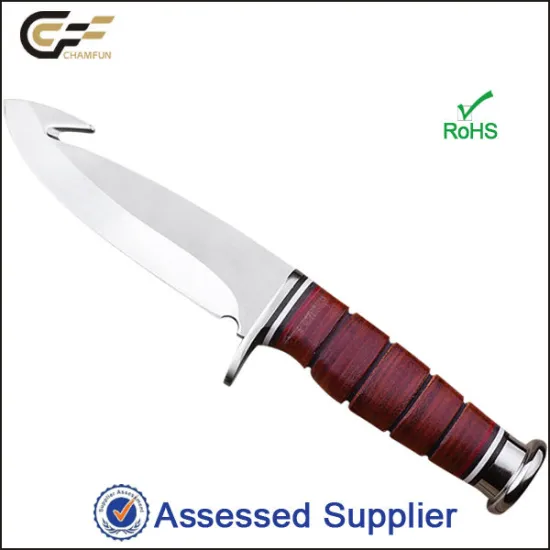 Gut Hook Leather Handle Hunting Knives Wholesale