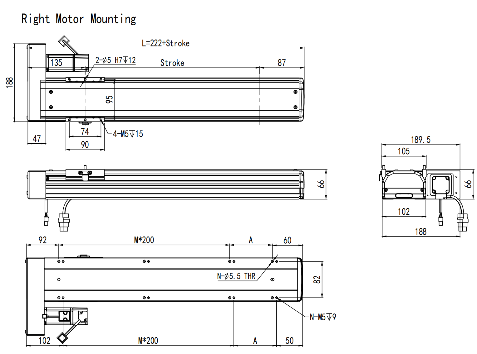 600mm Linear Module Right Mounting