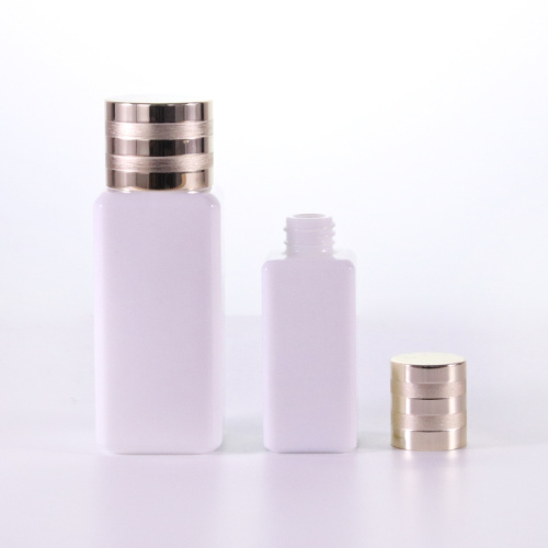 Opal White Lotion Bottle Opal white square bottles with aluminium screw caps Factory